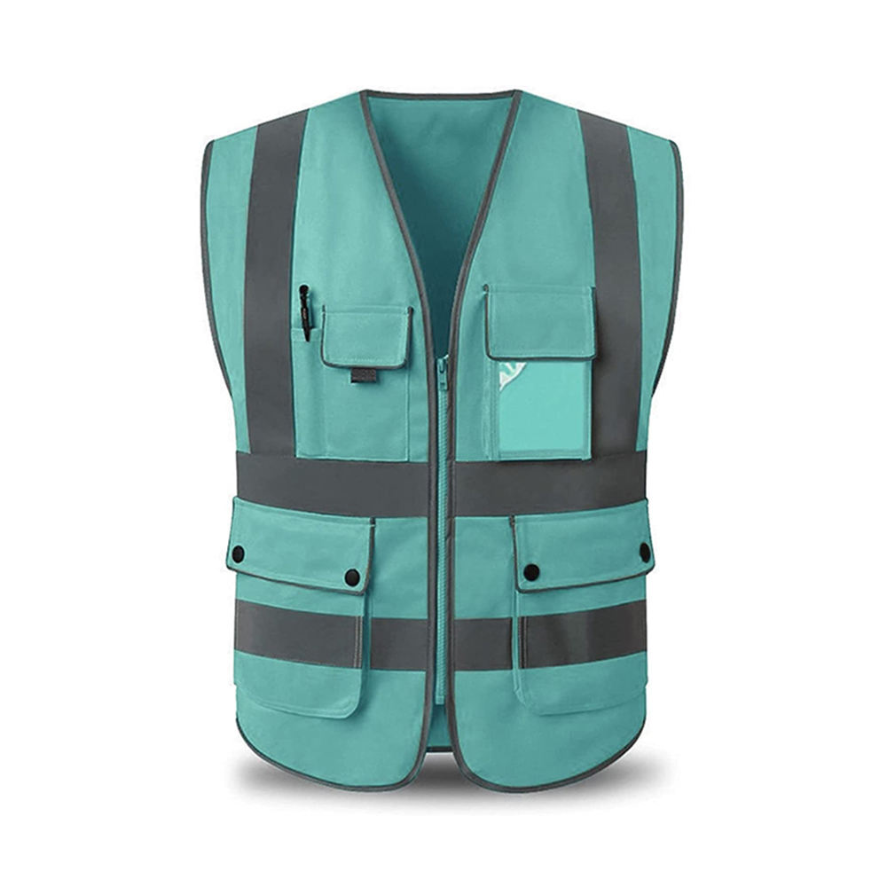 Improvment Sports Customized Black Reflective Safety Vest Company Logo With Pockets Custom Color Fluorescent Visibility Work Class 2 Safety Vest